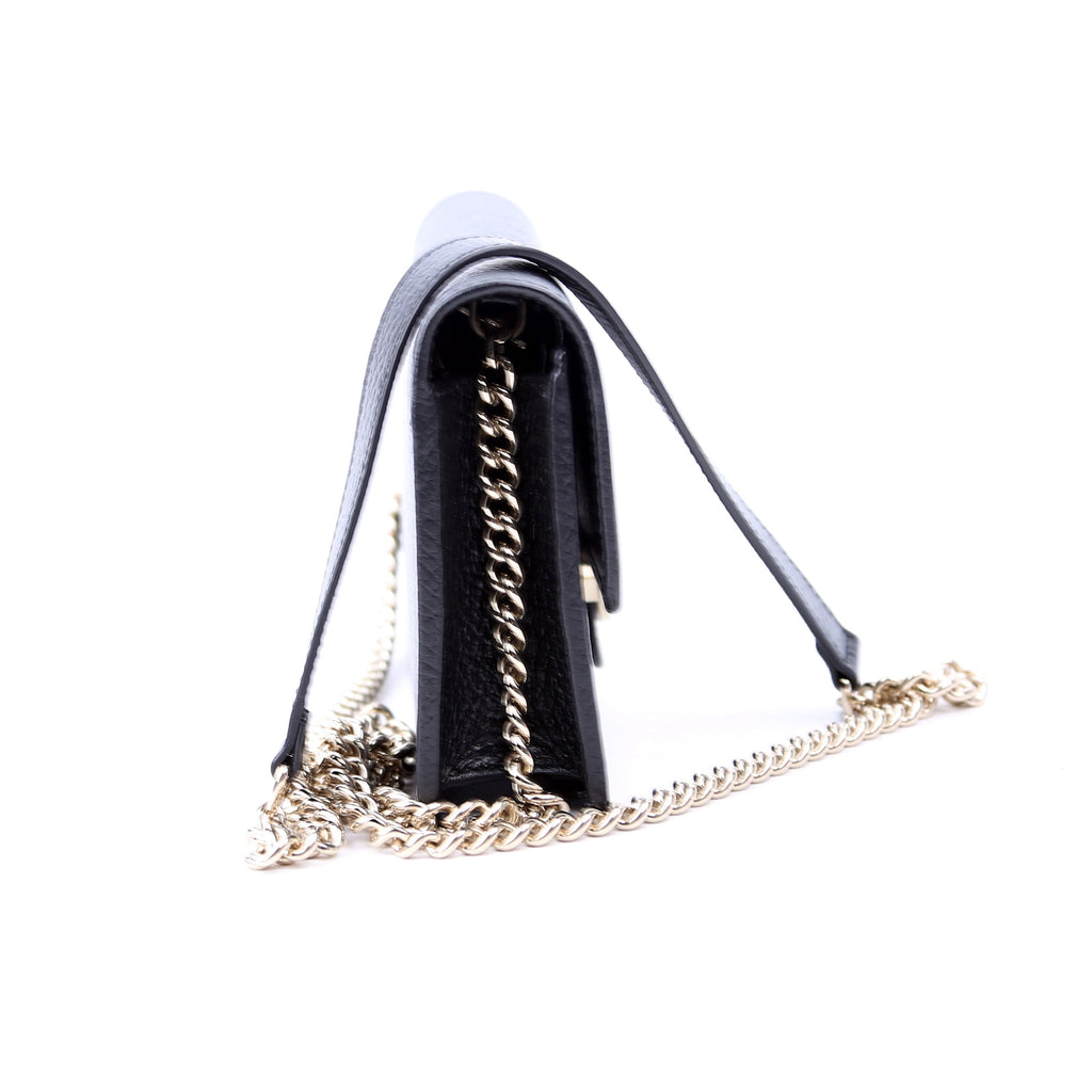 615523 Interlocking GG Wallet On Chain Calfskin Black