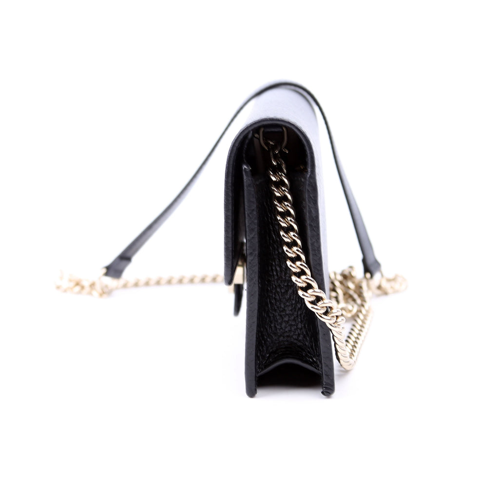 615523 Interlocking GG Wallet On Chain Calfskin Black