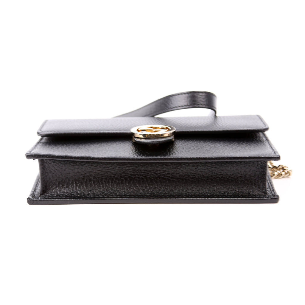 615523 Interlocking GG Wallet On Chain Calfskin Black