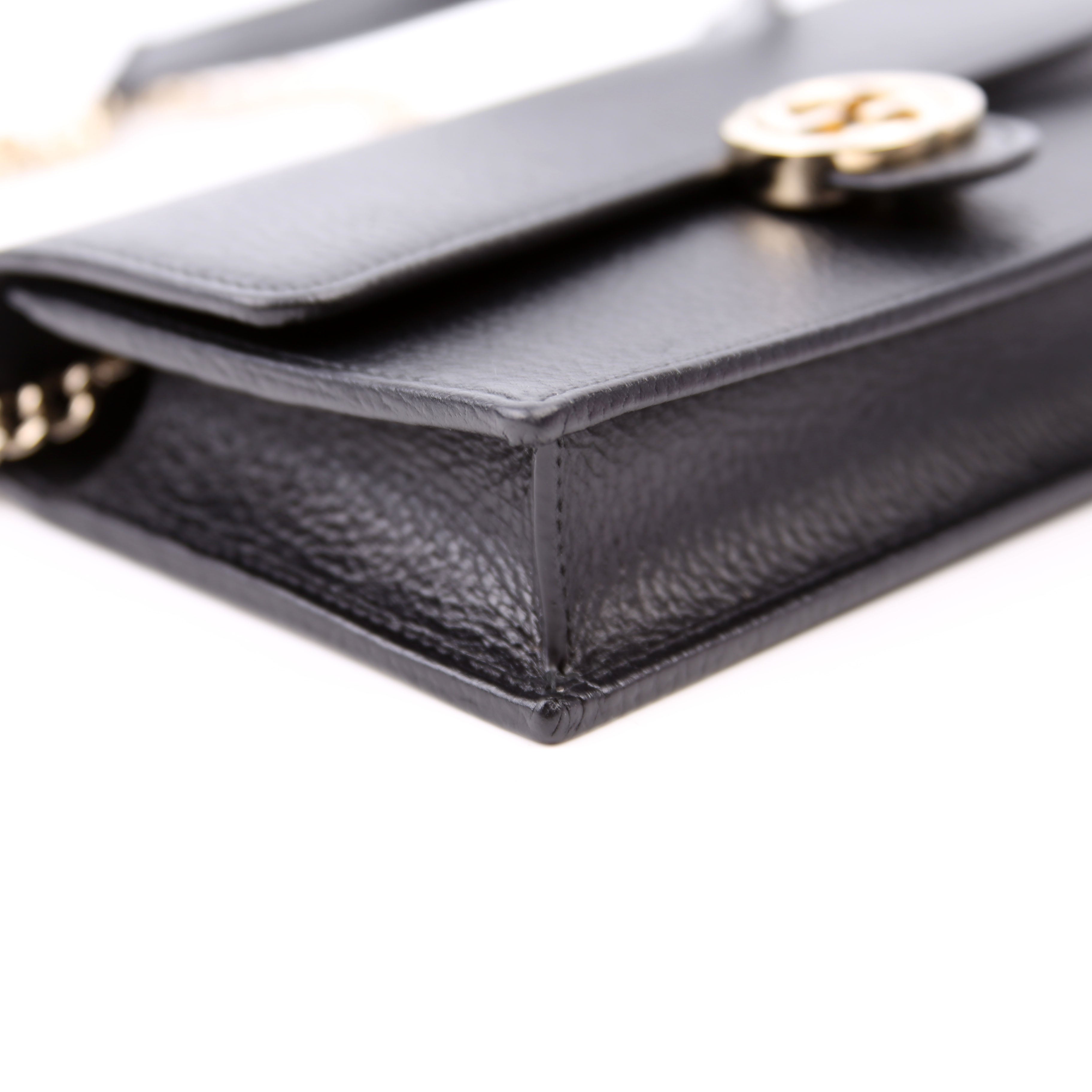 615523 Interlocking GG Wallet On Chain Calfskin Black