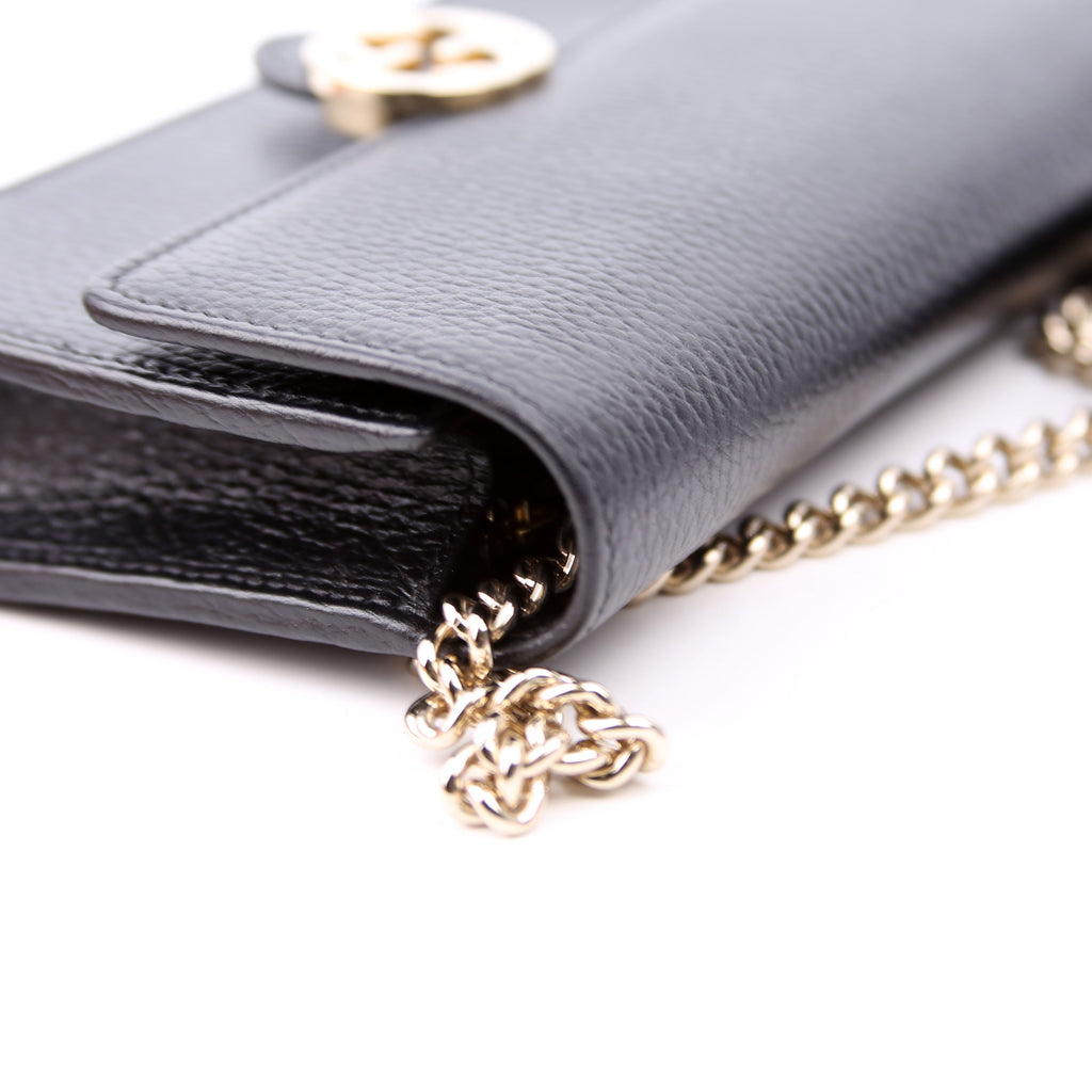 615523 Interlocking GG Wallet On Chain Calfskin Black