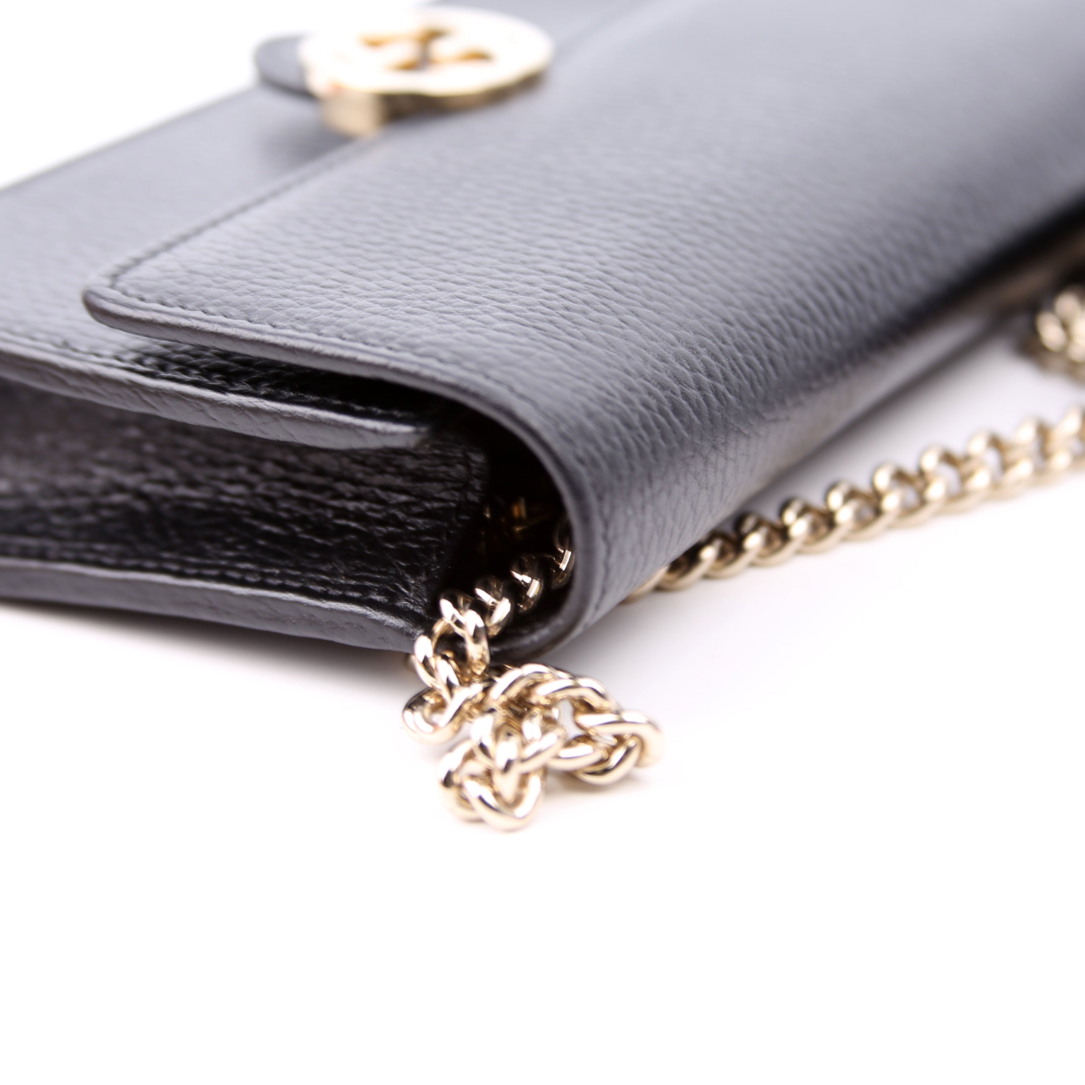 615523 Interlocking GG Wallet On Chain Calfskin Black