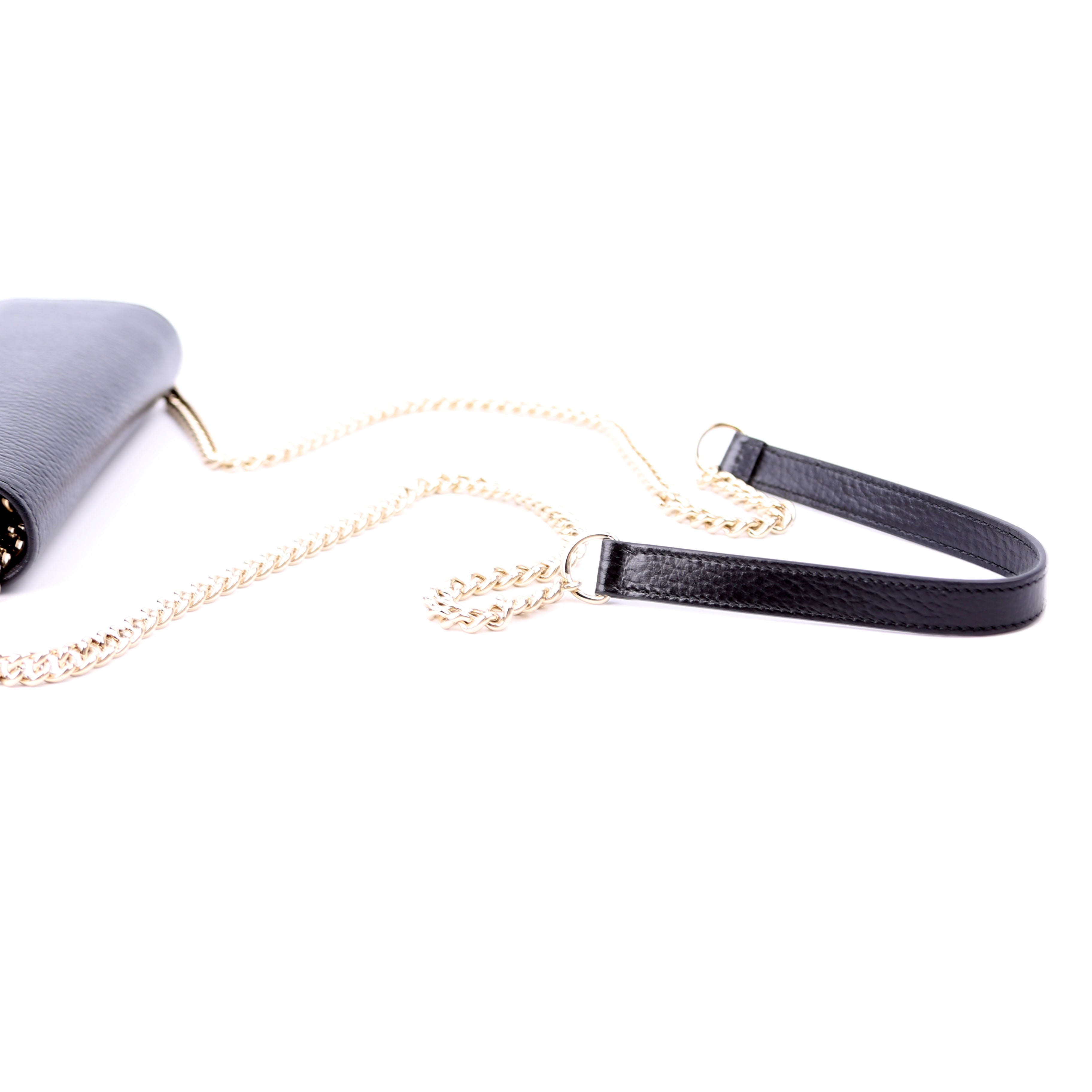 615523 Interlocking GG Wallet On Chain Calfskin Black
