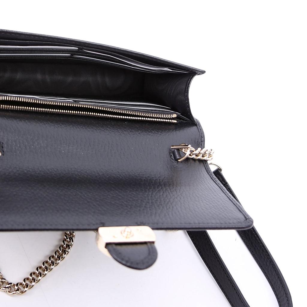 615523 Interlocking GG Wallet On Chain Calfskin Black