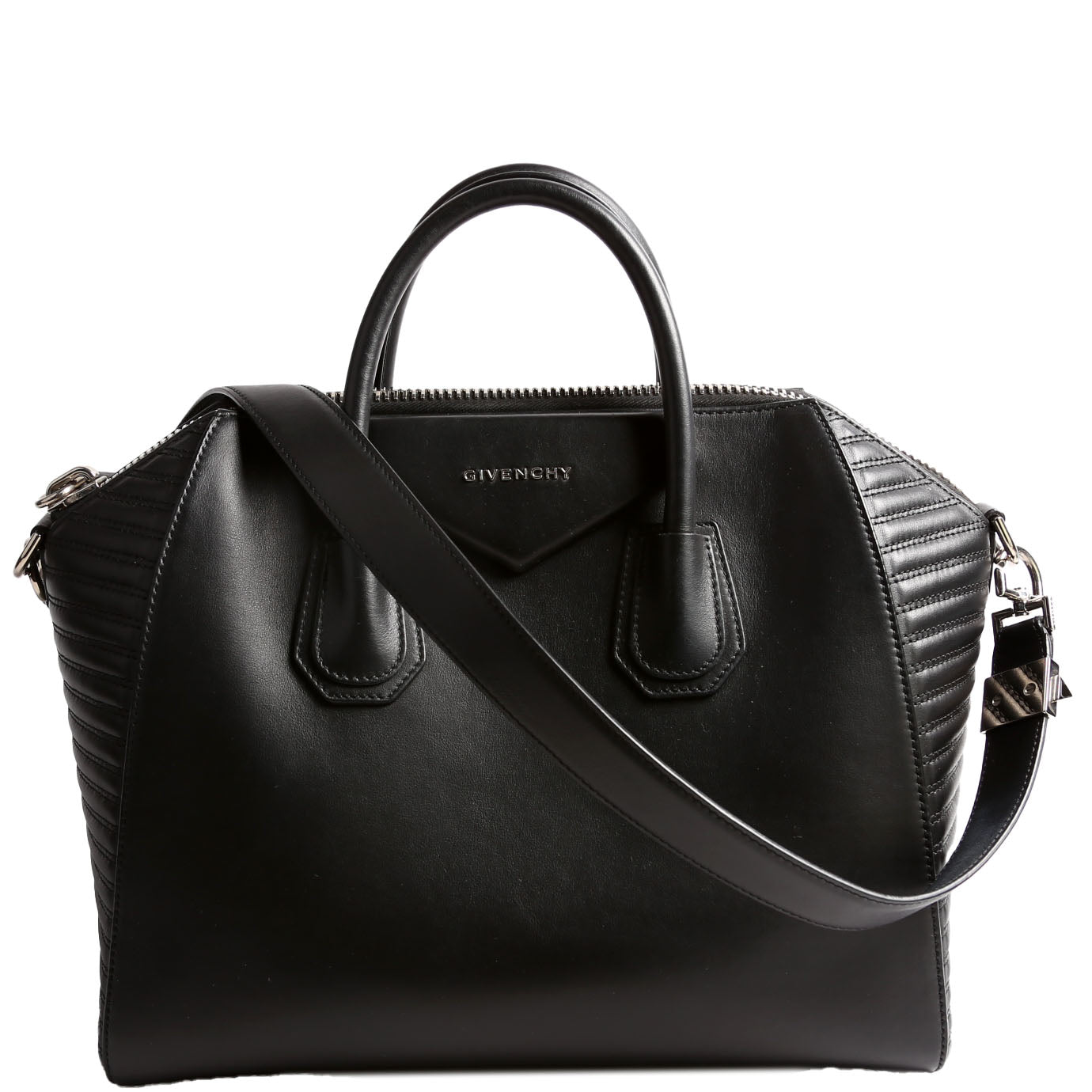Antigona Stitched Satchel Medium Black/Silver