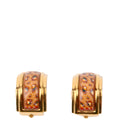 Hermes Enamel Clip-On Vintage Earrings Gold