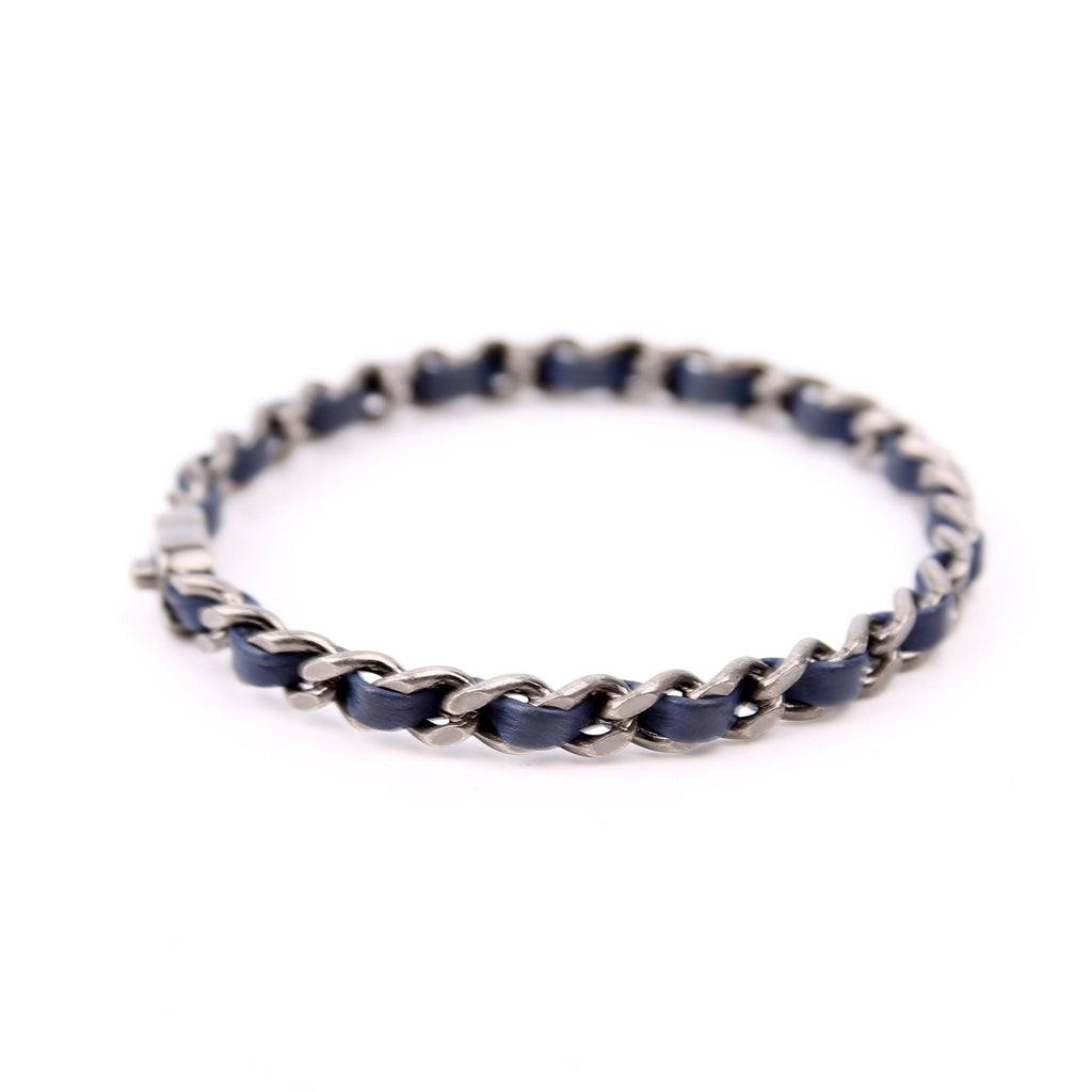 CC Turnlock Bangle Bracelet Silver/Navy