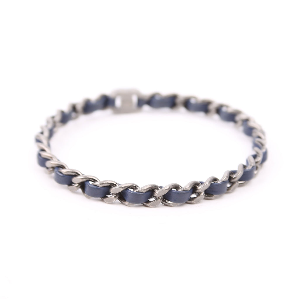 CC Turnlock Bangle Bracelet Silver/Navy