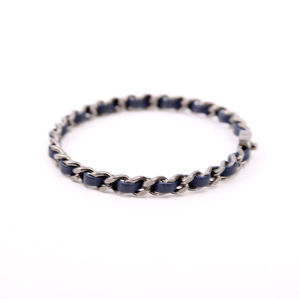 CC Turnlock Bangle Bracelet Silver/Navy