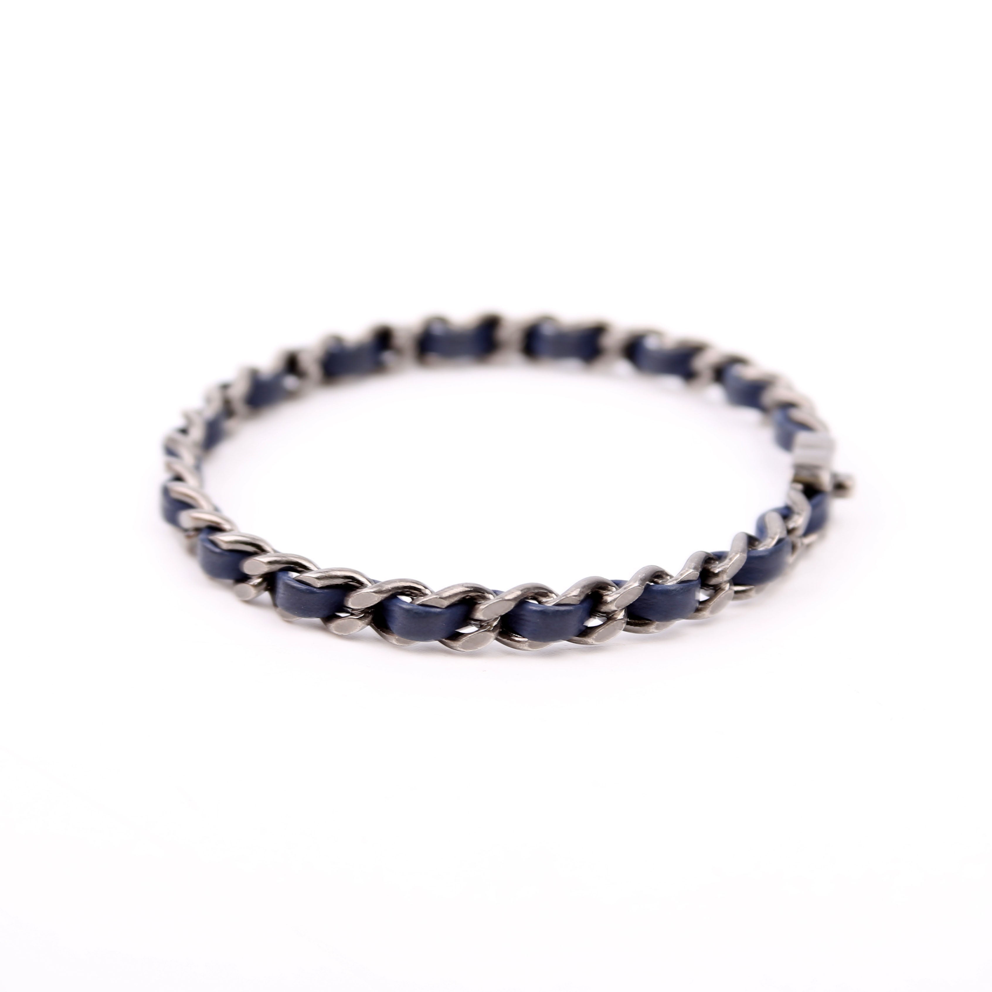 CC Turnlock Bangle Bracelet Silver/Navy