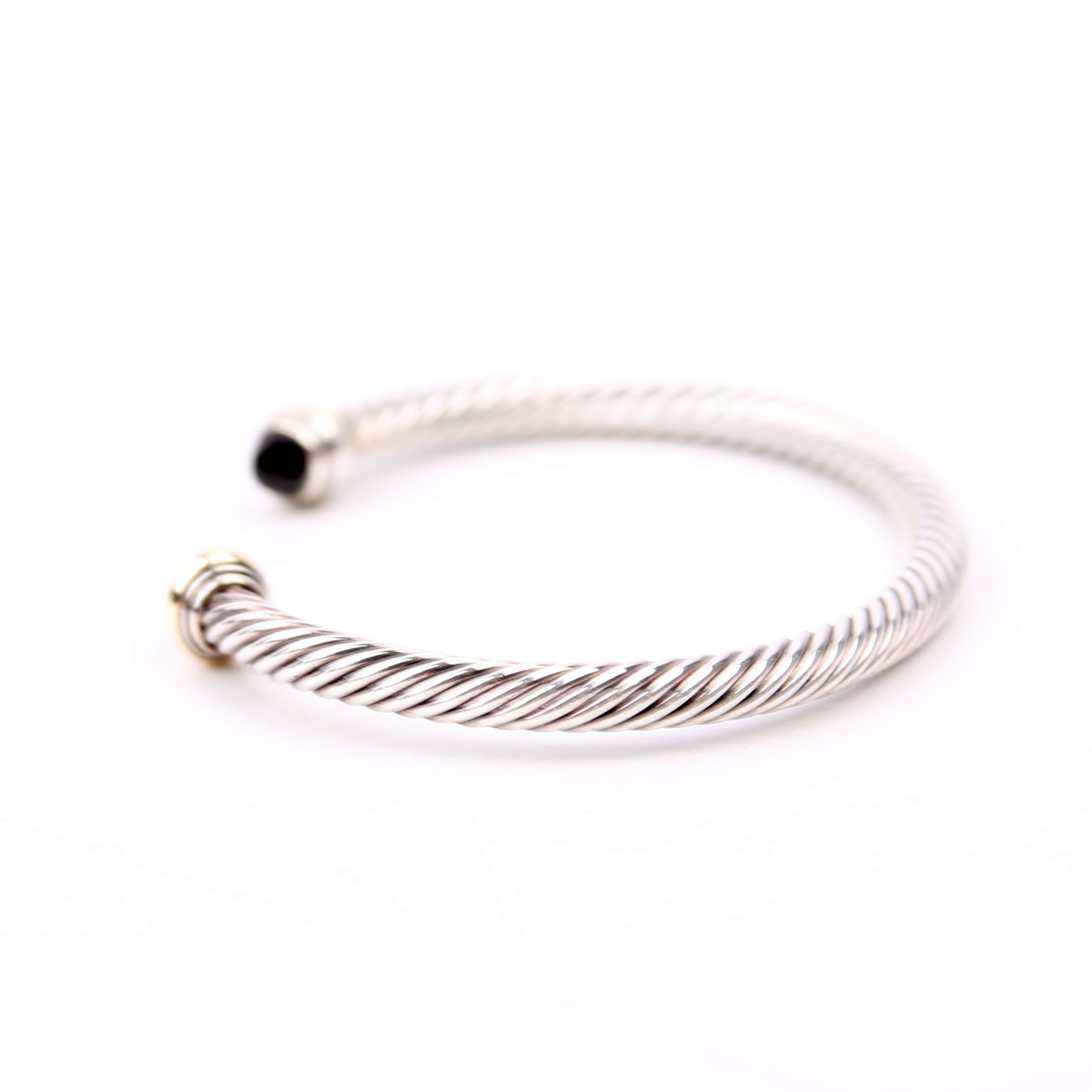 Classic Cable 5MM 925/585/Onyx Bracelet Silver