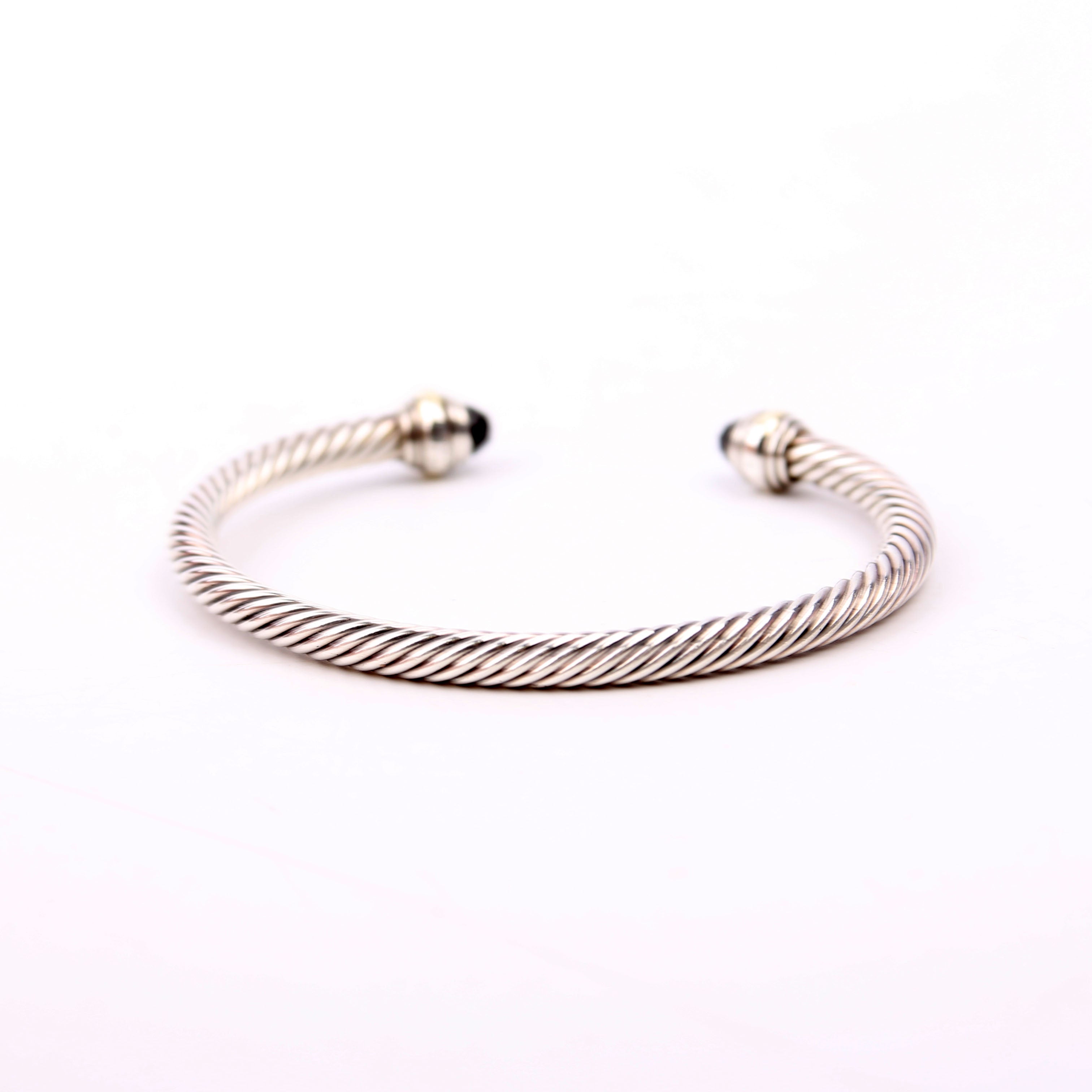 Classic Cable 5MM 925/585/Onyx Bracelet Silver
