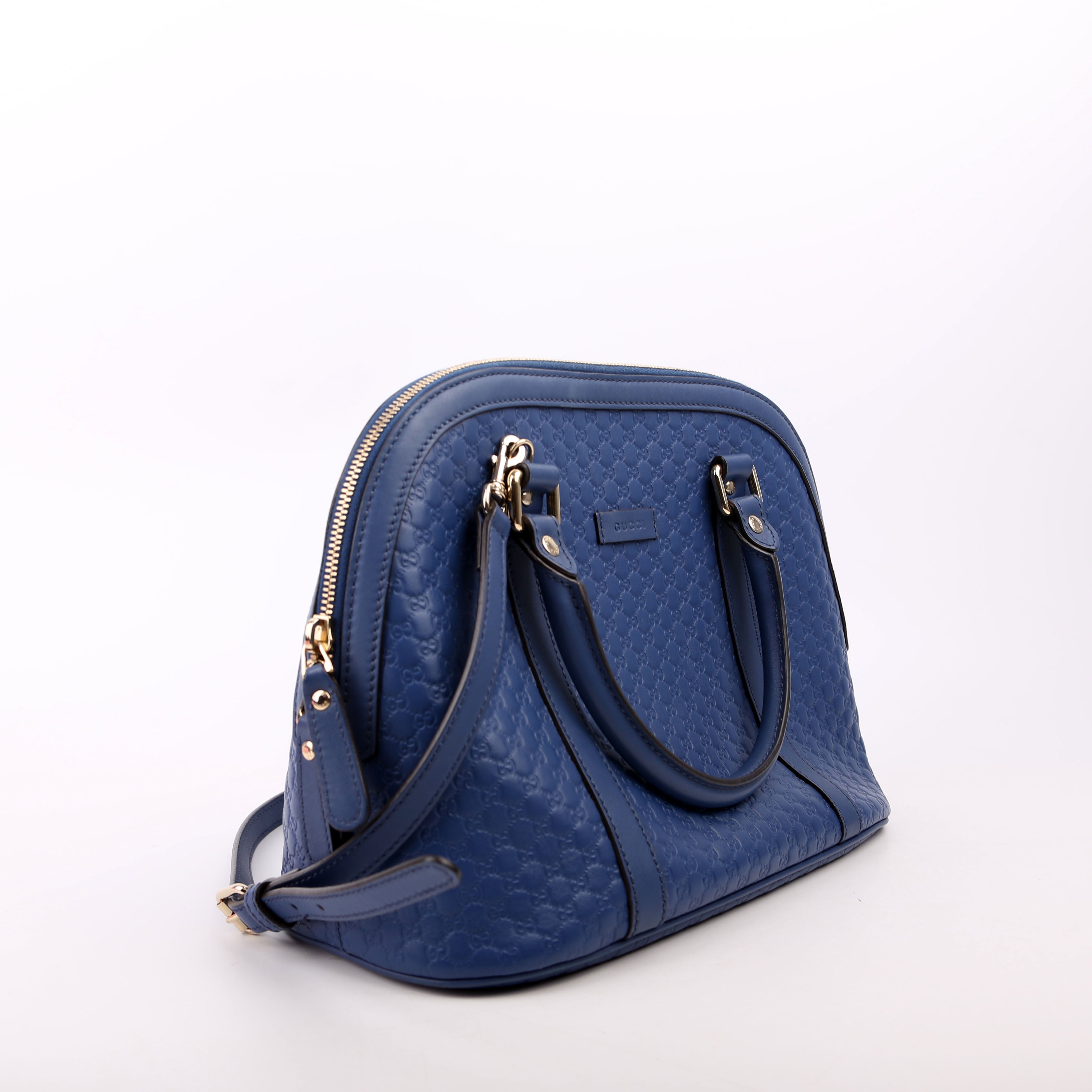 449663 Guccissima Dome Bag Medium Blue
