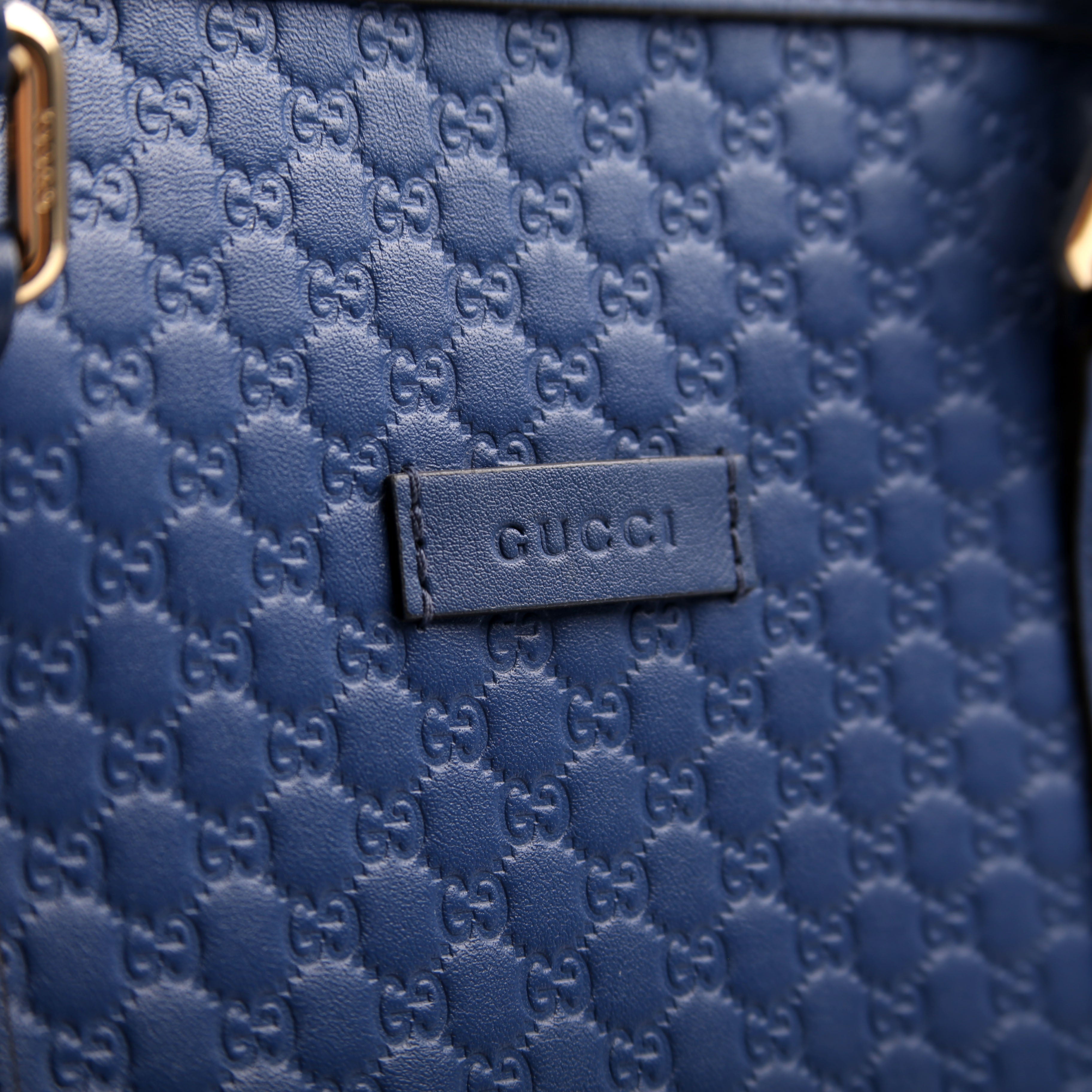 449663 Guccissima Dome Bag Medium Blue