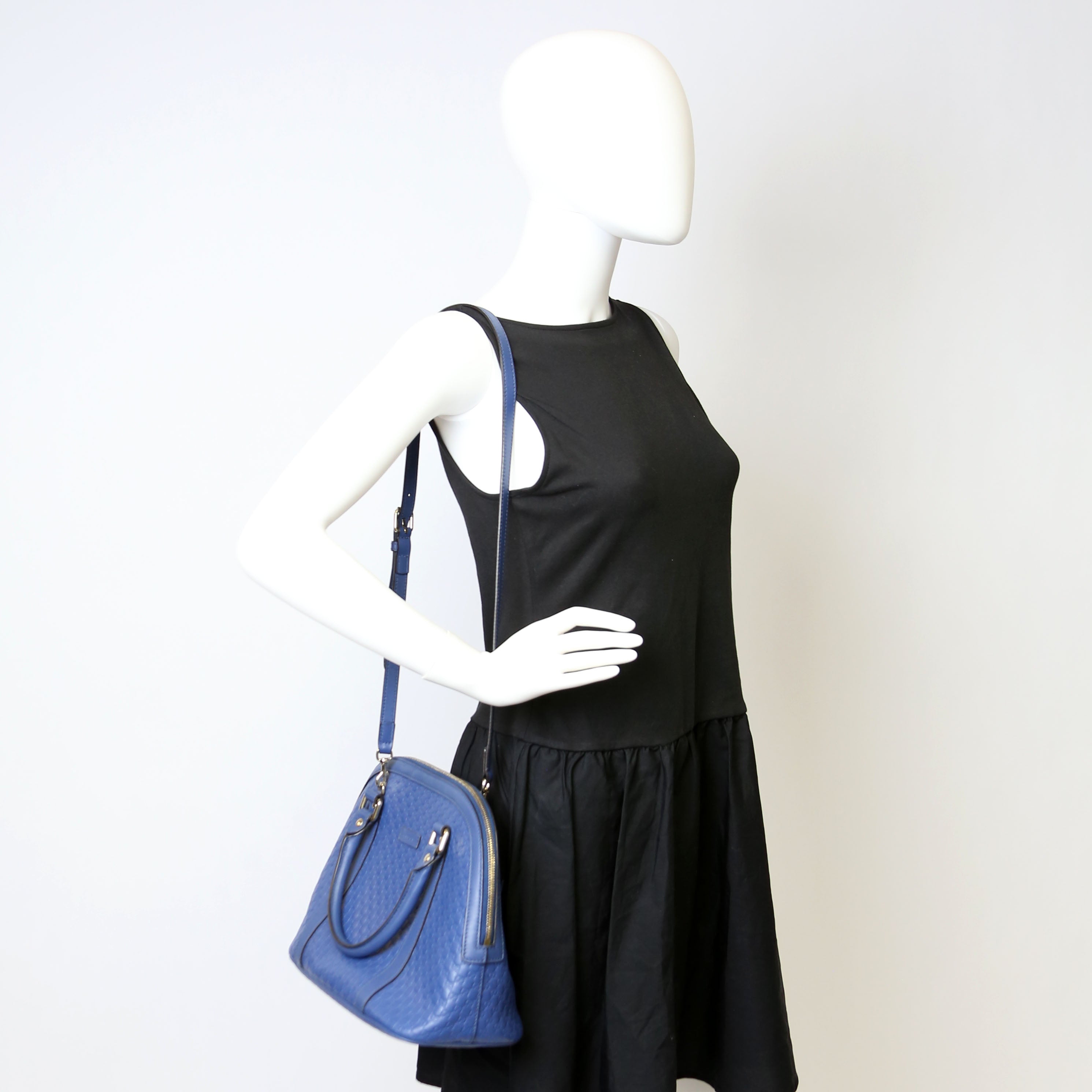 449663 Guccissima Dome Bag Medium Blue