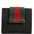 Gucci 181669 GG Canvas Web Compact Wallet Black