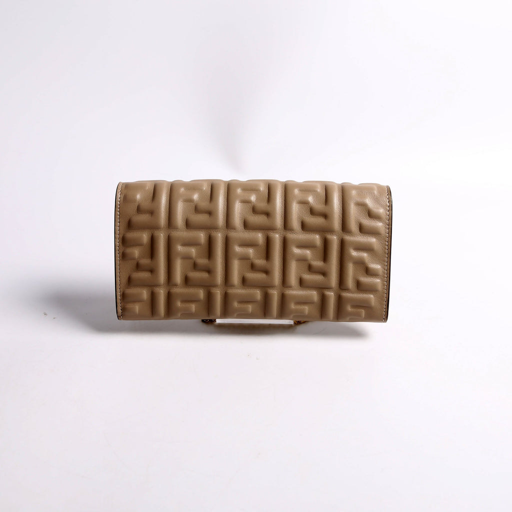 8M0365 FF Embossed Wallet On Chain Taupe