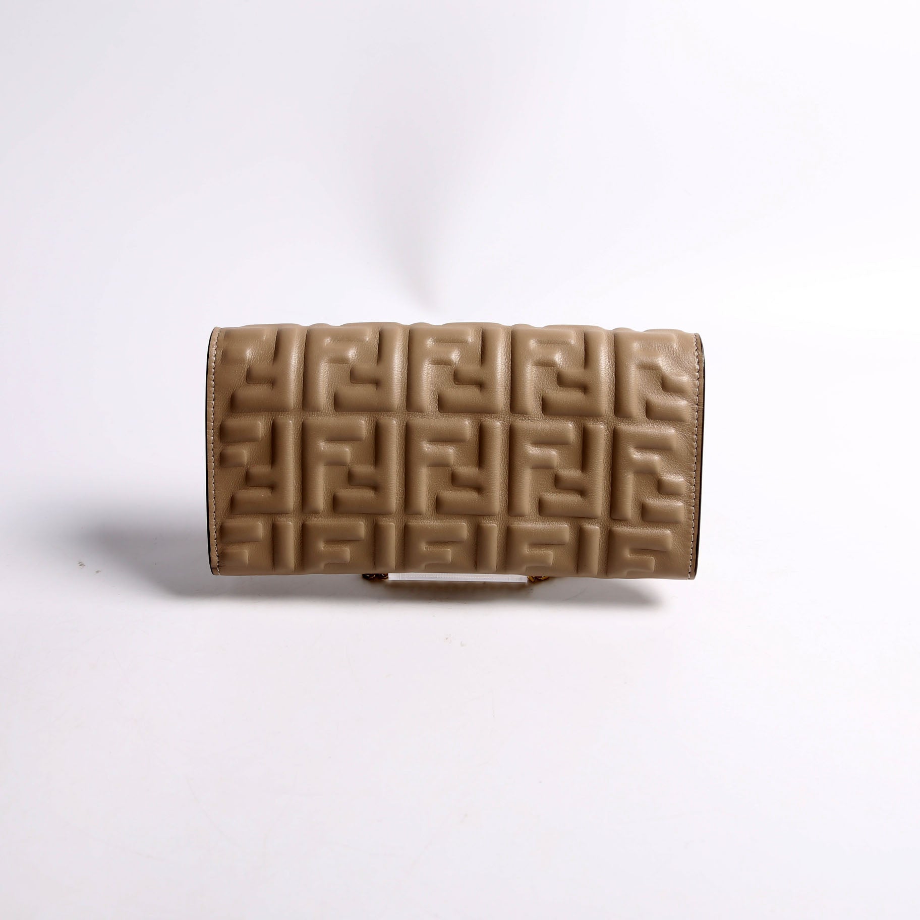 8M0365 FF Embossed Wallet On Chain Taupe