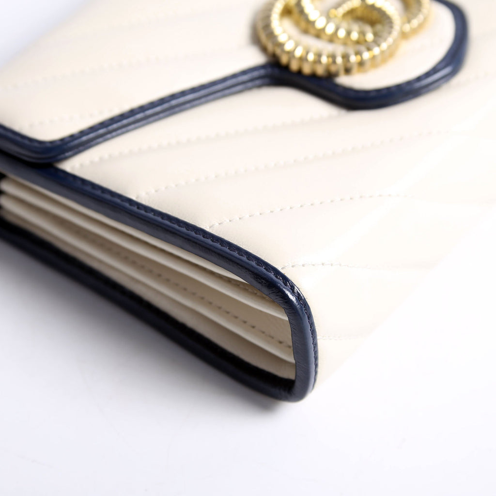 573807 Marmont Torchon Chain Wallet Cream/Blue