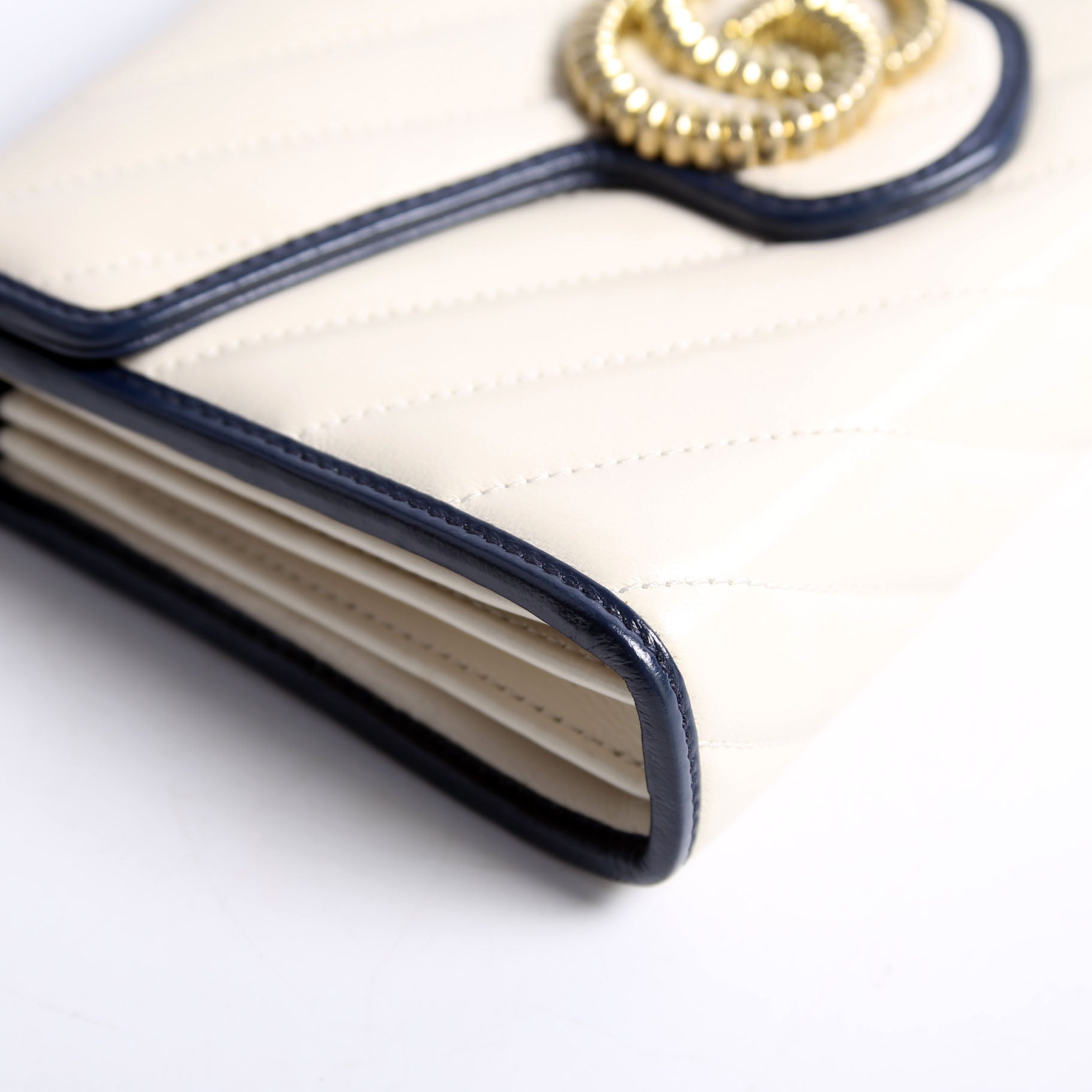 573807 Marmont Torchon Chain Wallet Cream/Blue