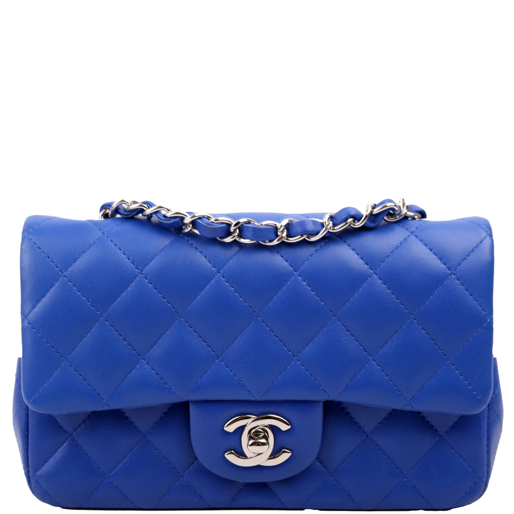 Classic Flap Mini Rectangle Lambskin Blue