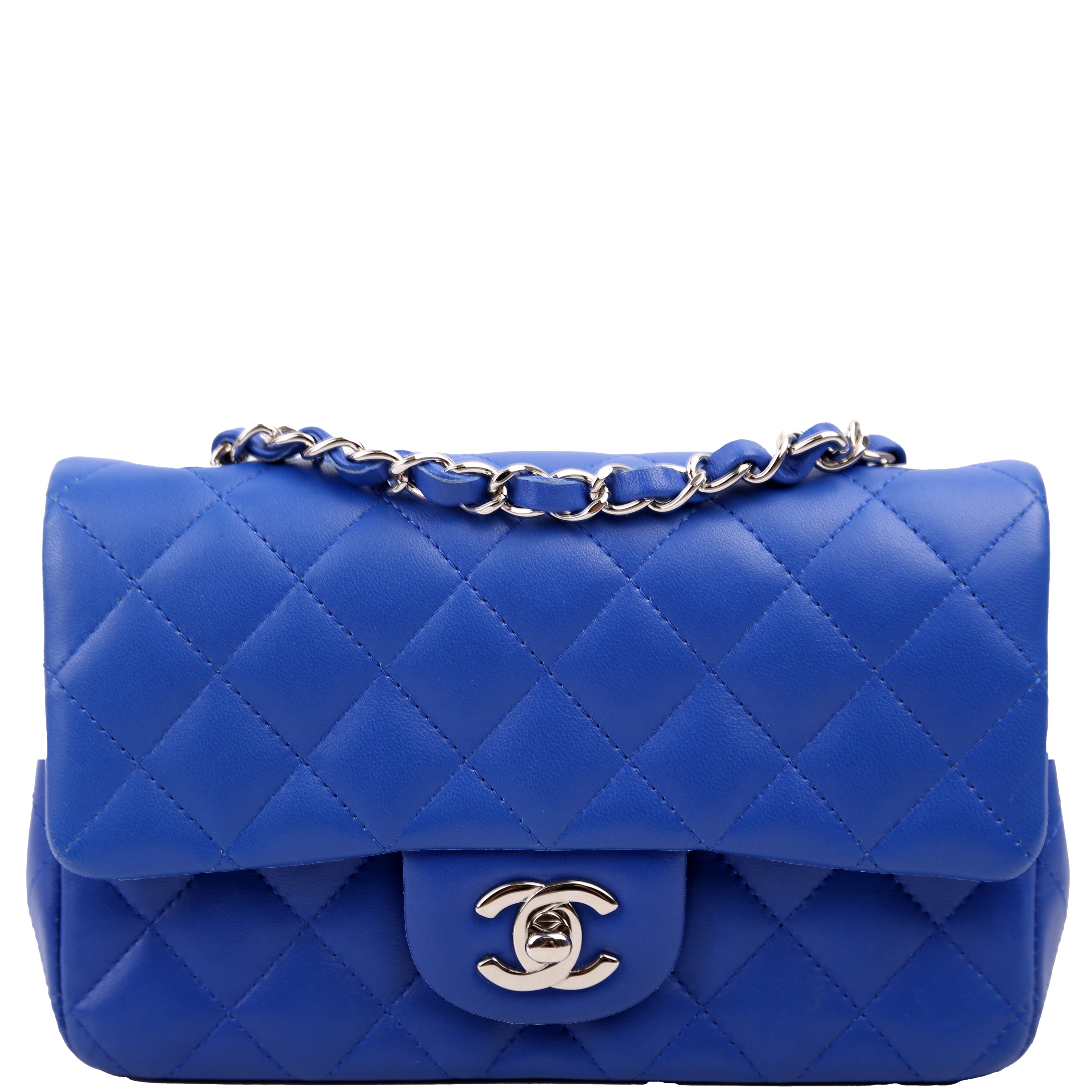 Classic Flap Mini Rectangle Lambskin Blue