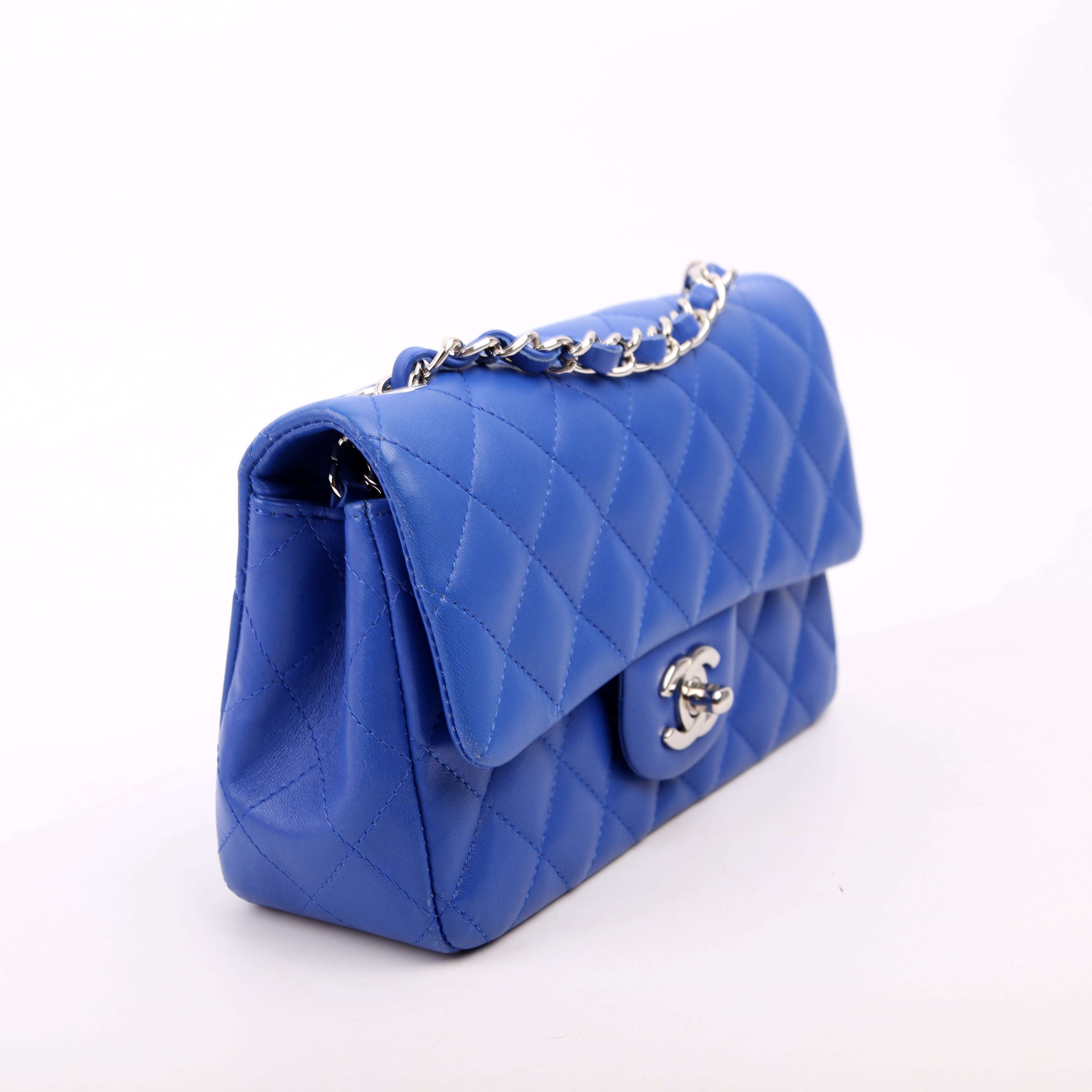 Classic Flap Mini Rectangle Lambskin Blue