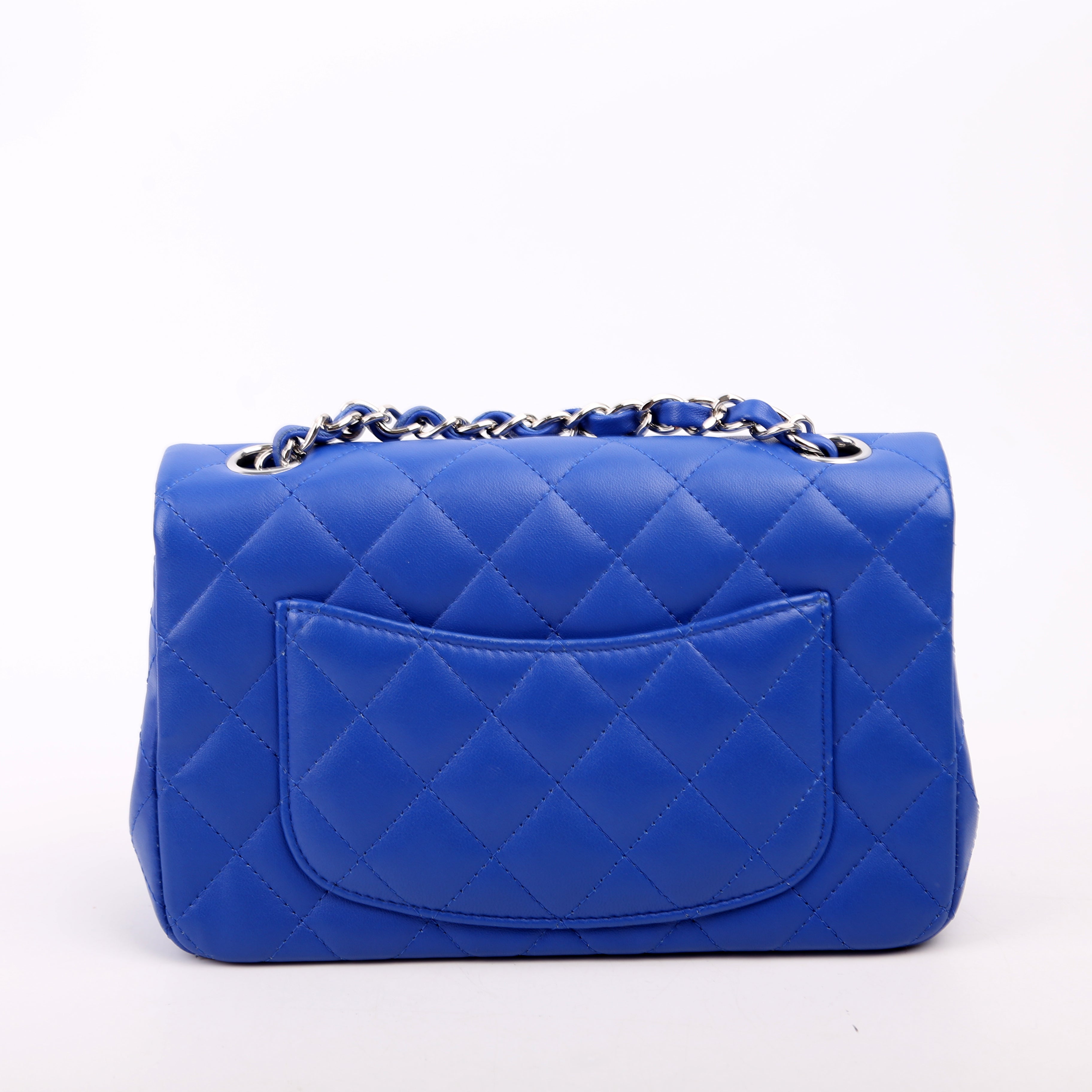 Classic Flap Mini Rectangle Lambskin Blue