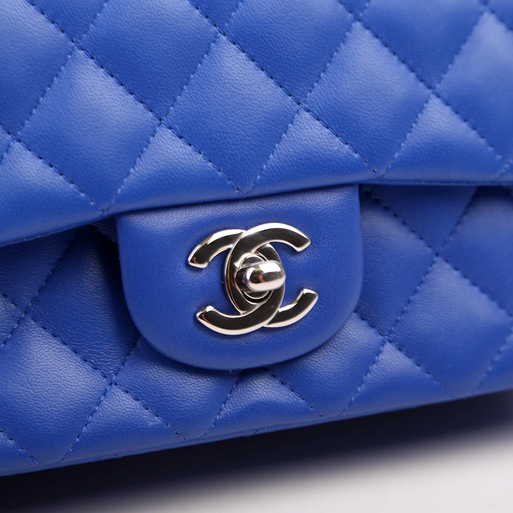 Classic Flap Mini Rectangle Lambskin Blue