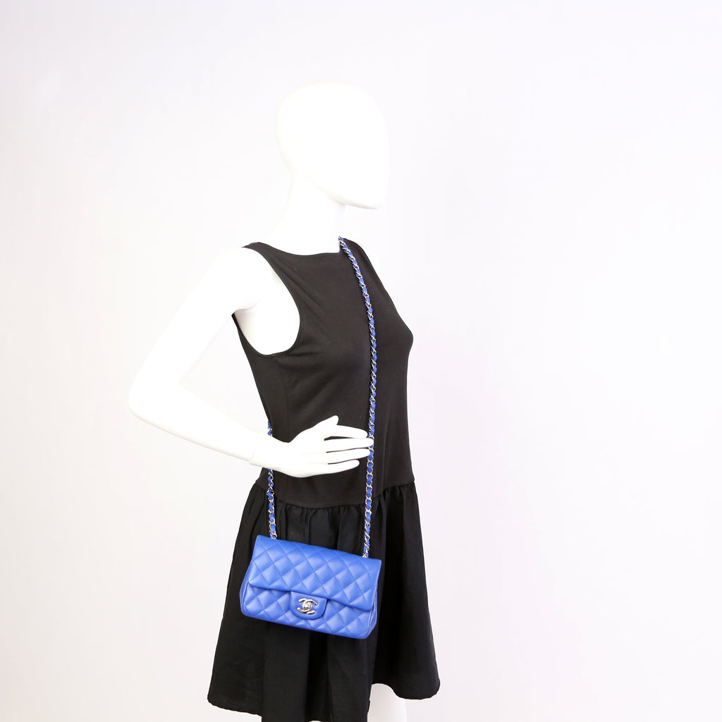 Classic Flap Mini Rectangle Lambskin Blue