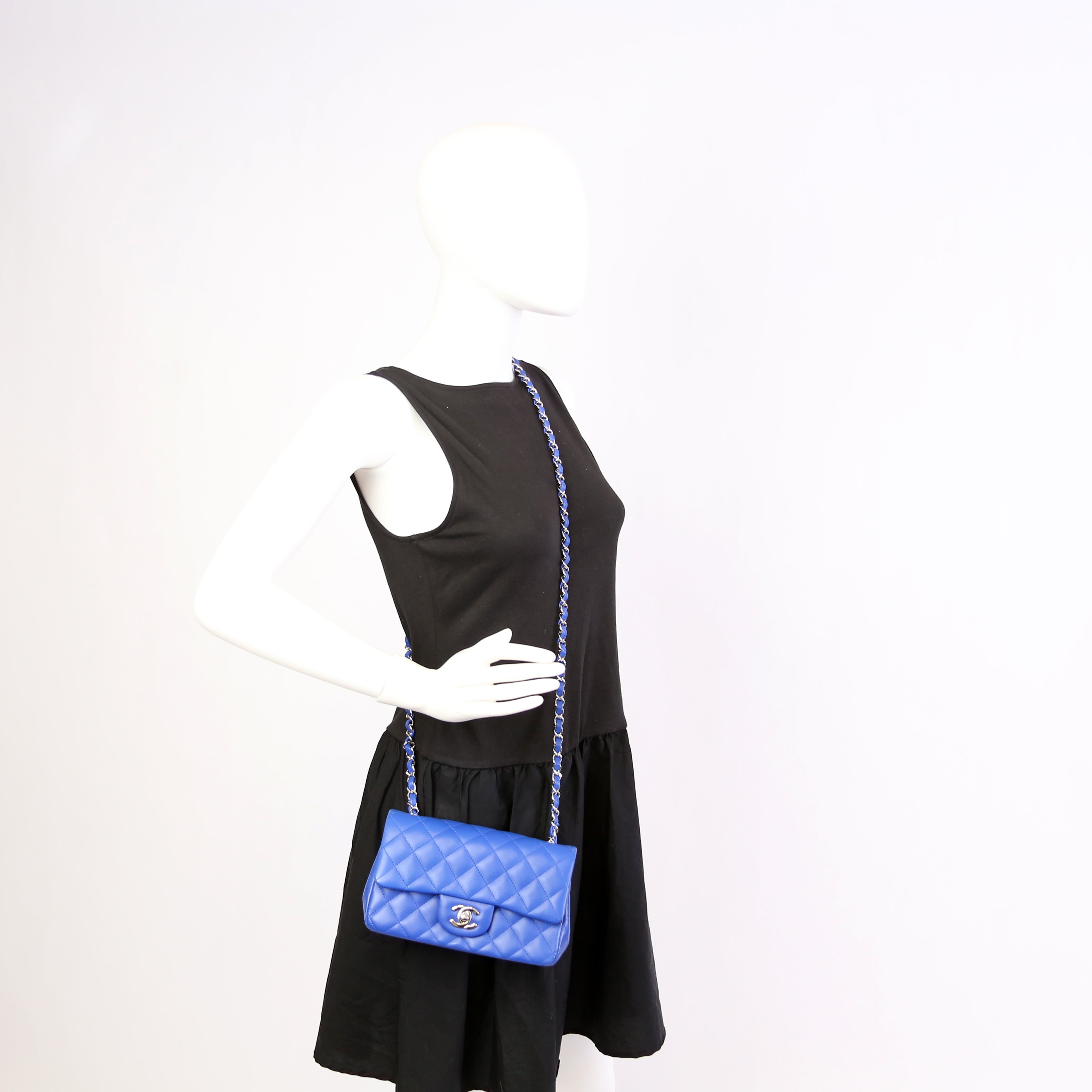 Classic Flap Mini Rectangle Lambskin Blue