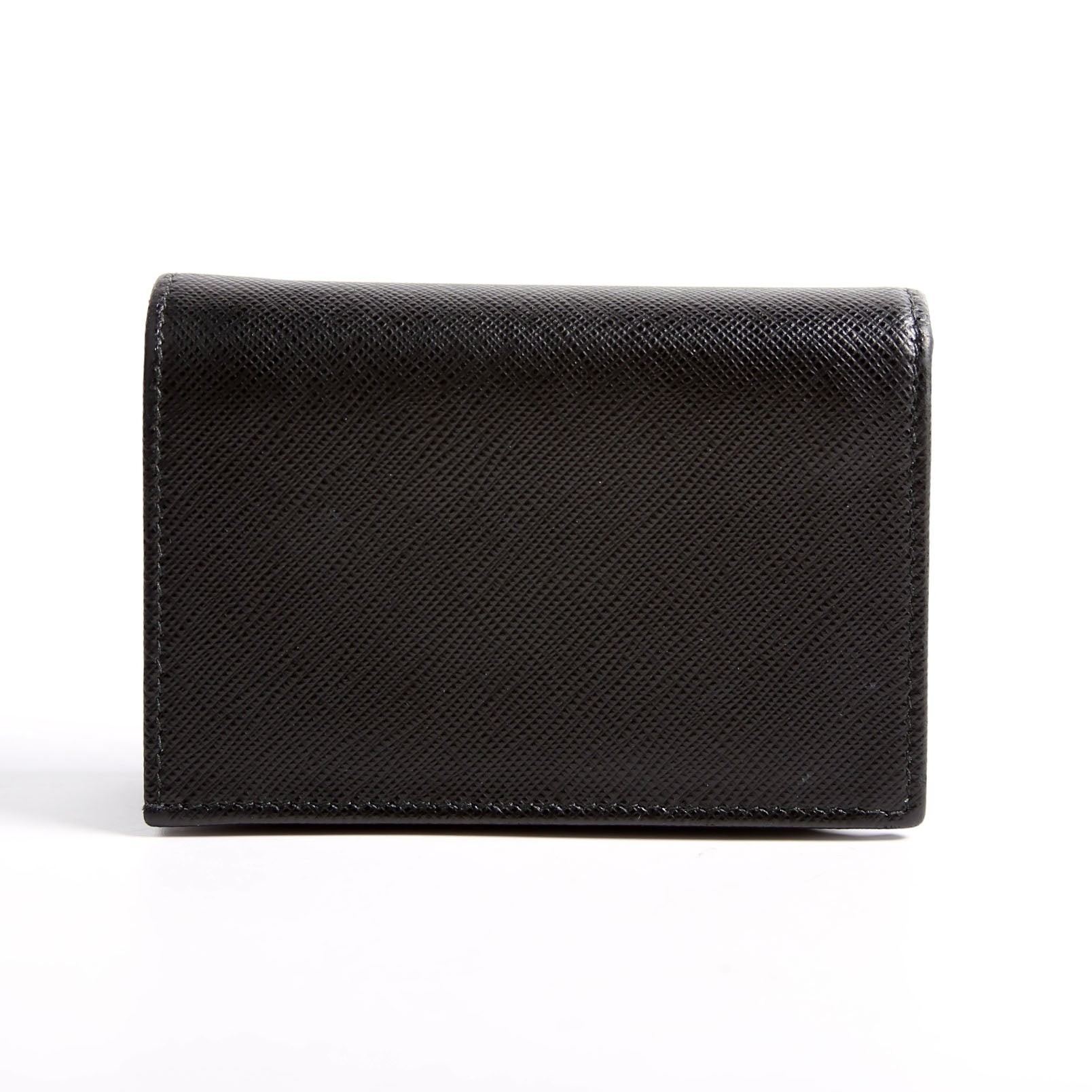 1MV021 Saffiano Triangle Logo Card Case Black