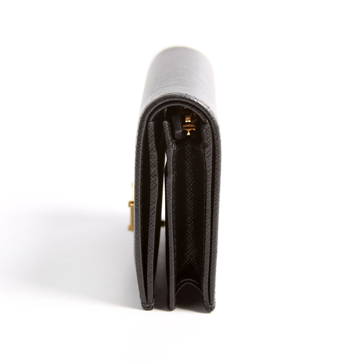 1MV021 Saffiano Triangle Logo Card Case Black