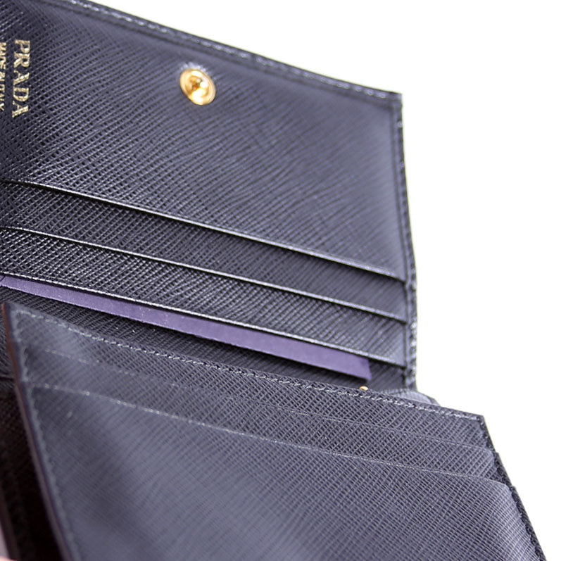 1MV021 Saffiano Triangle Logo Card Case Black