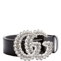 582100 Crystal Double G 40MMLeather Belt Size 70/28 Black