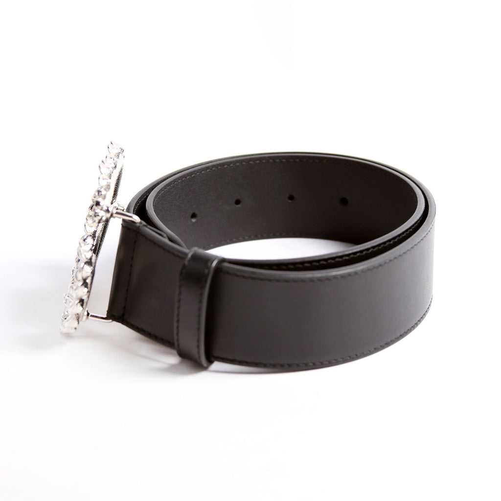 582100 Crystal Double G 40MMLeather Belt Size 70/28 Black