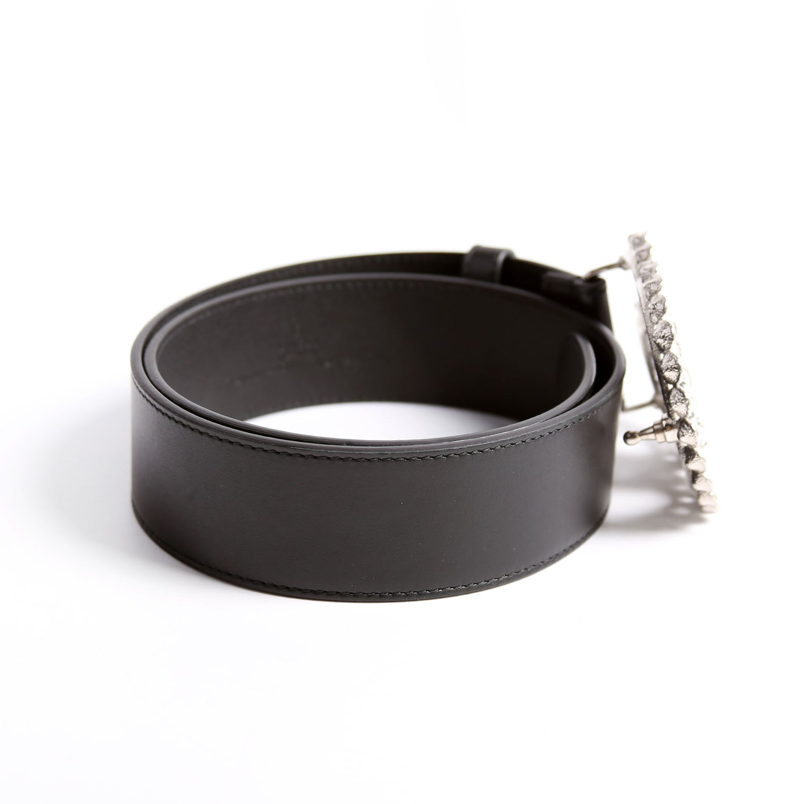 582100 Crystal Double G 40MMLeather Belt Size 70/28 Black