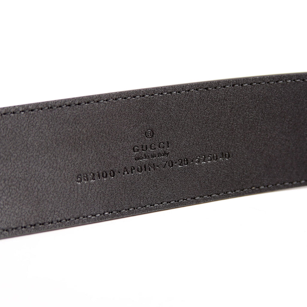 582100 Crystal Double G 40MMLeather Belt Size 70/28 Black