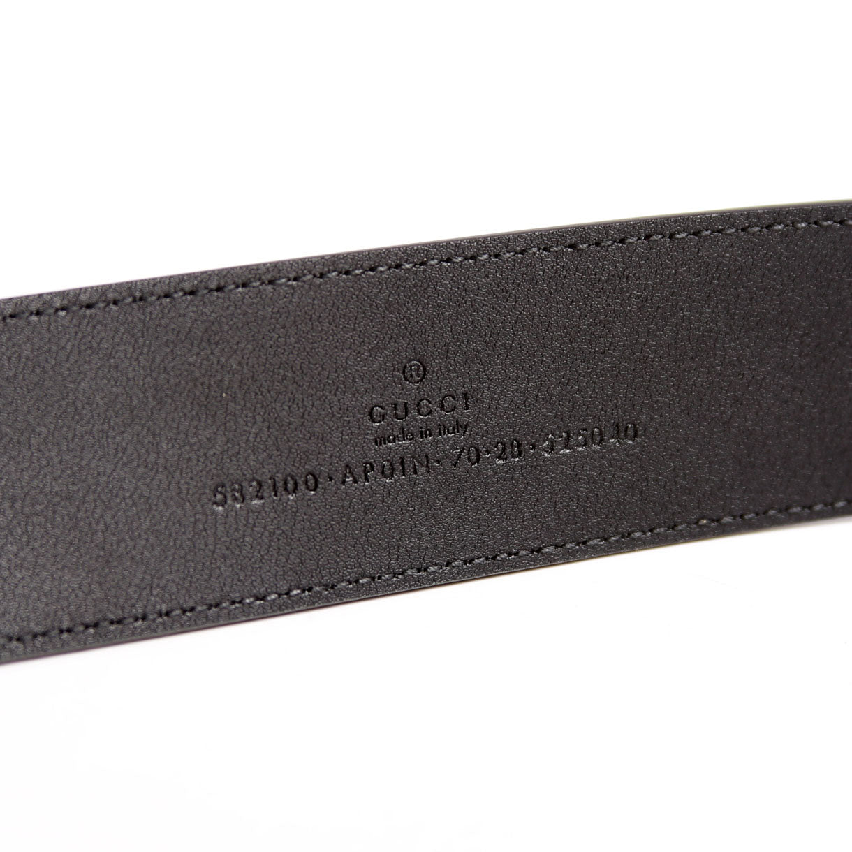 582100 Crystal Double G 40MMLeather Belt Size 70/28 Black