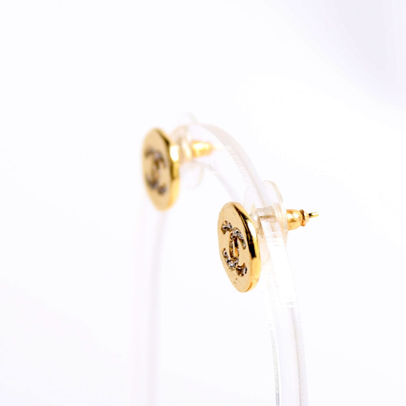 Crystal Papyrus Stud Earrings Gold