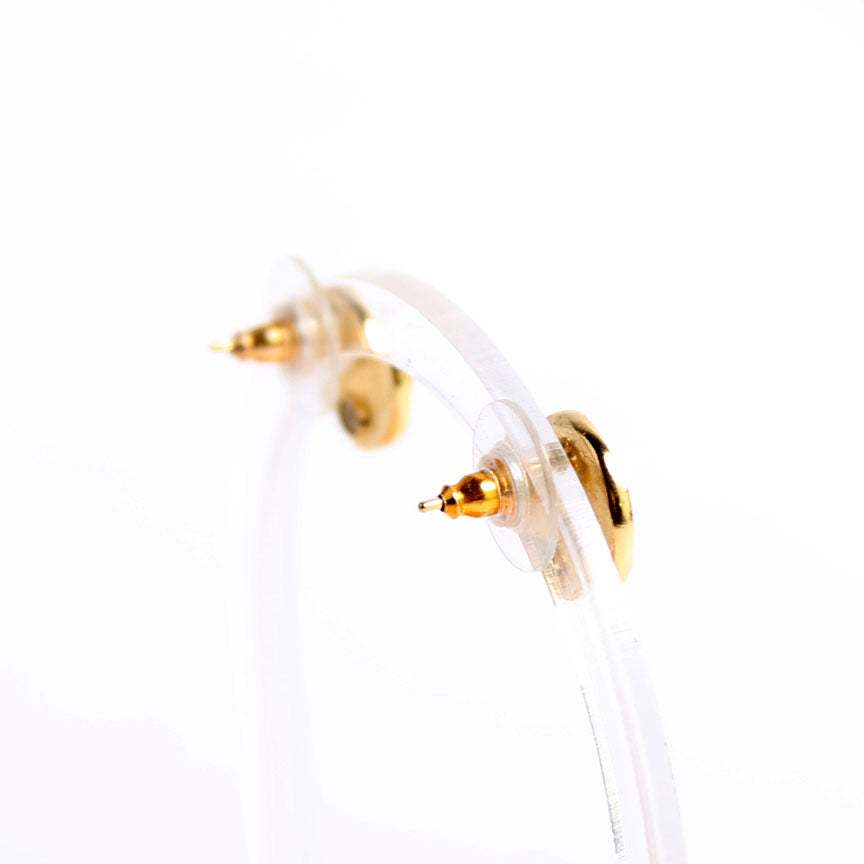 Crystal Papyrus Stud Earrings Gold