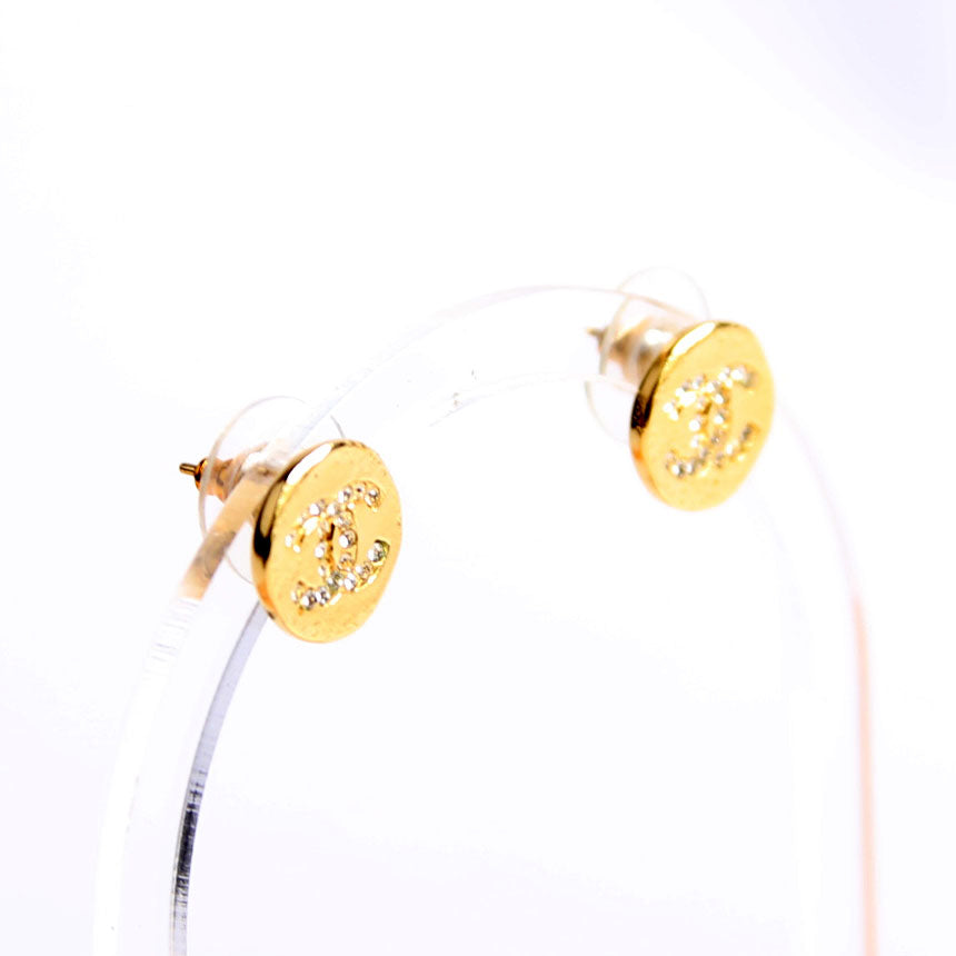Crystal Papyrus Stud Earrings Gold