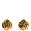 CC Quilted Clip-On Vintage Earrings Gold