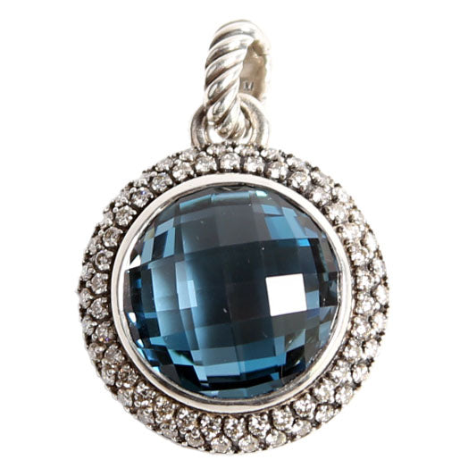 Enhancer Swiss Pendant Only 925/Blue Topaz/Diamond