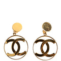 Jumbo CC Hoop Drop Earrings Clip-On Vintage Gold