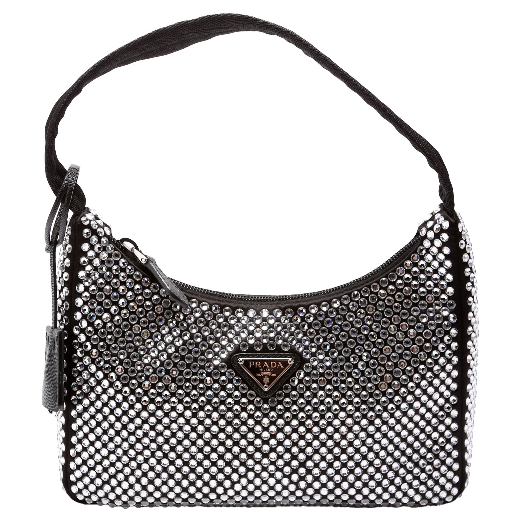 Prada 1BC515 Satin Crystal Re-Edition 2000 Mini Bag Black