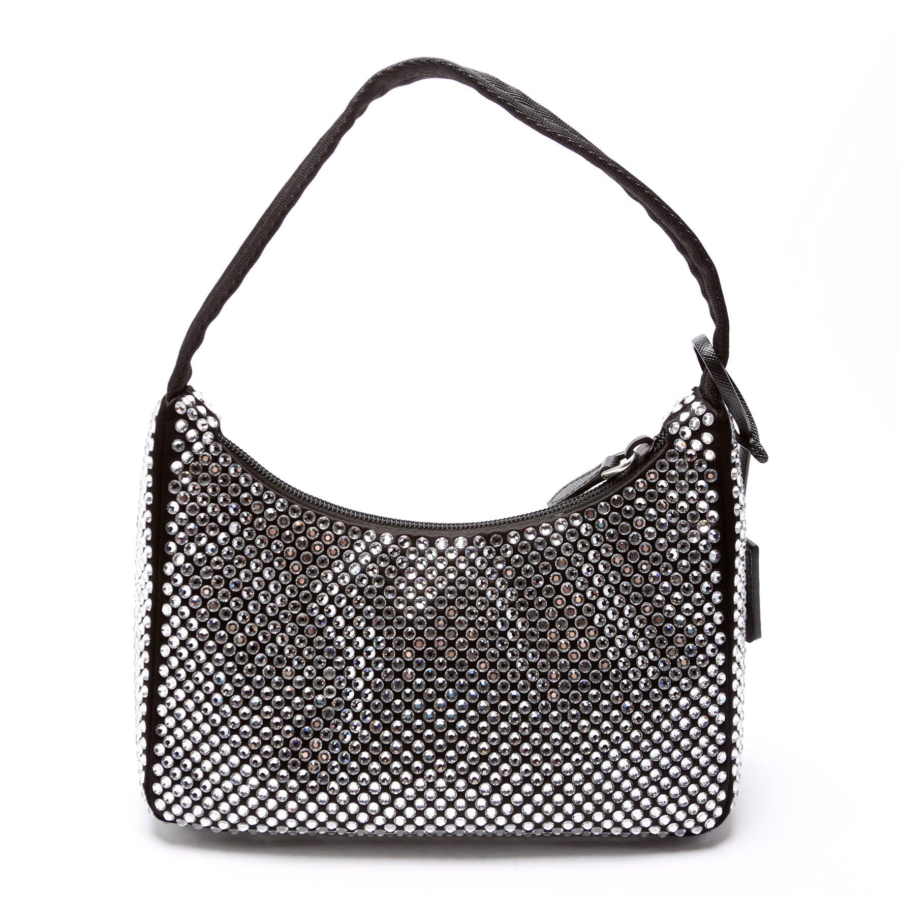 Prada 1BC515 Satin Crystal Re-Edition 2000 Mini Bag Black