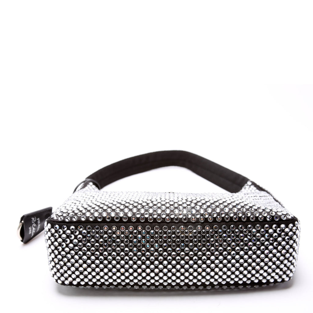 Prada 1BC515 Satin Crystal Re-Edition 2000 Mini Bag Black