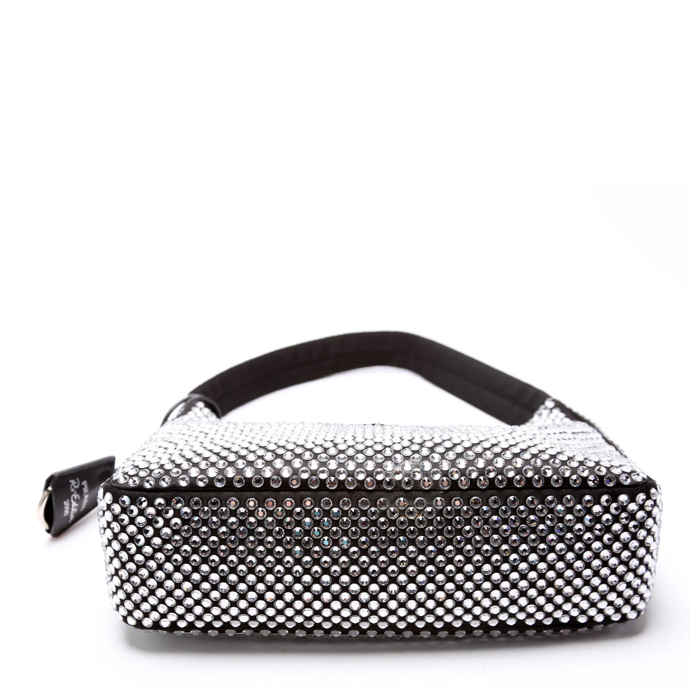 Prada 1BC515 Satin Crystal Re-Edition 2000 Mini Bag Black