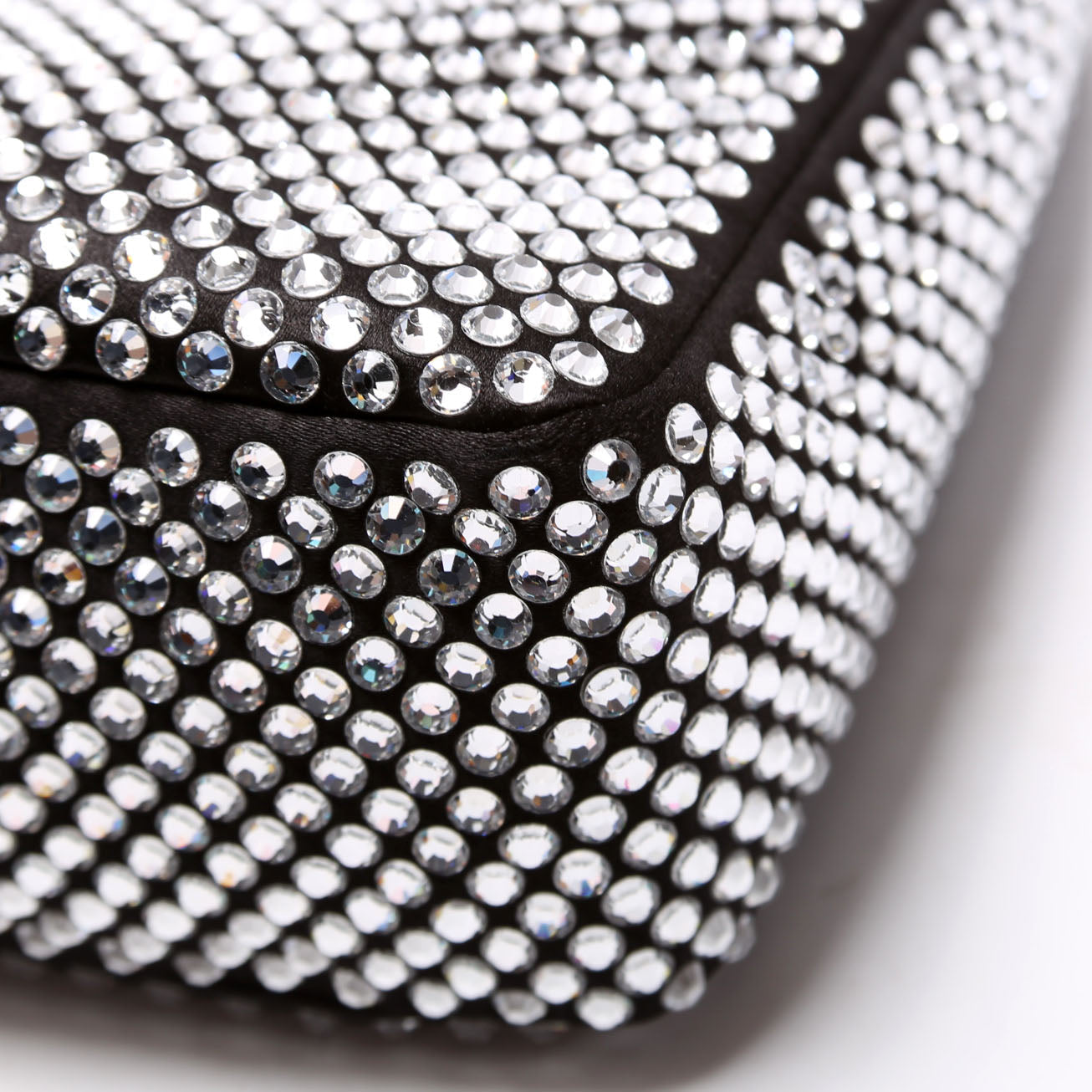 Prada 1BC515 Satin Crystal Re-Edition 2000 Mini Bag Black